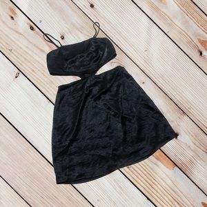 NWT Forever 21 black satin cut out dress
